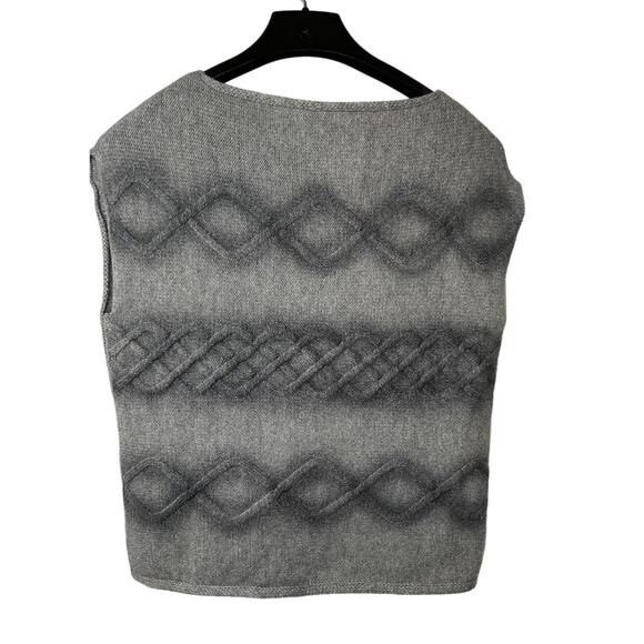 Biancalancia Gray Cable Knit Sweater Vest Sz 42 Merino Wool, Silk & Cashmere - Picture 2 of 7